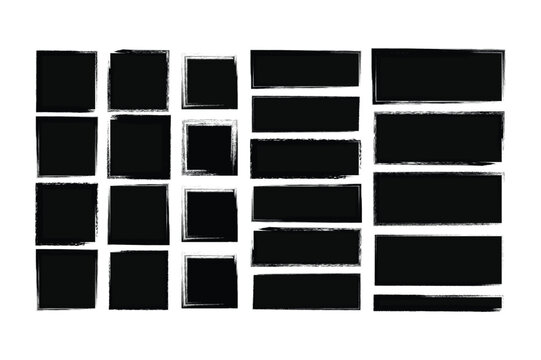 Grunge Brushstroke Frames Collection Distressed Hand-Drawn Rectangular and Square Borders