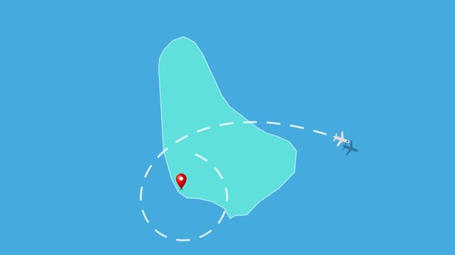 Barbados,  Bridgetown Map with Location Pin and Airplane Travel Route Animation