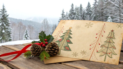 Vintage christmas postcard scene