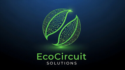 Ecocircuit solutions logo with green circuitry and leaf design