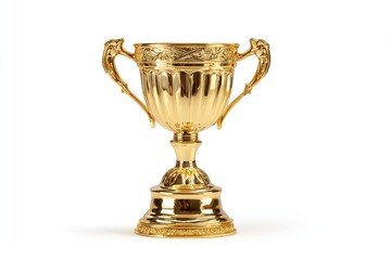A gleaming golden trophy stands proudly against a clean white background.