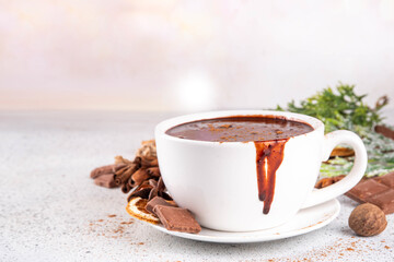 Traditional christmas hot chocolate drink cup