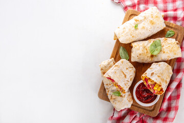 Homemade oven baked Pizza Burritos