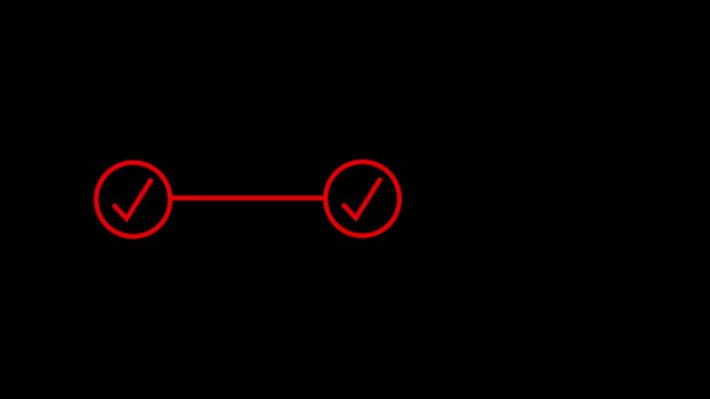 Check mark symbol arrow icon animation isolated background .animated 3 step infographic process with green check mark. 