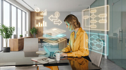 Business Process Strategist Woman Designing Digital Workflow Systems