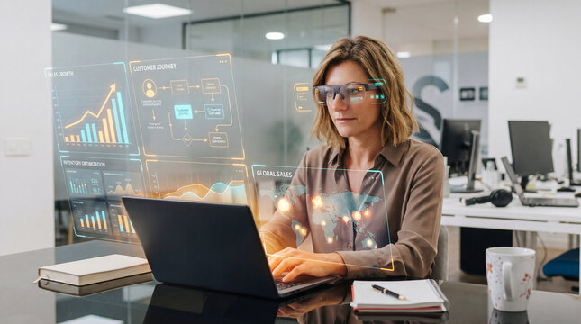 Sales Analyst Woman Driving Global Business Analytics - Powered by Adobe