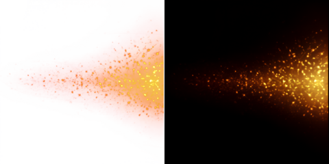 Radiant light trail in space