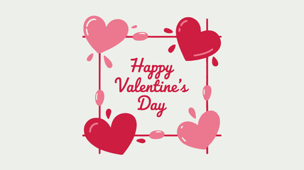Valentine's day celebration with pink and red hearts on white background forming a square frame around happy valentine's day text