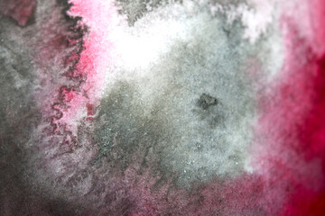 Acrylic Black and Red Ink Paint Splatters and Spots Blot on White for Background