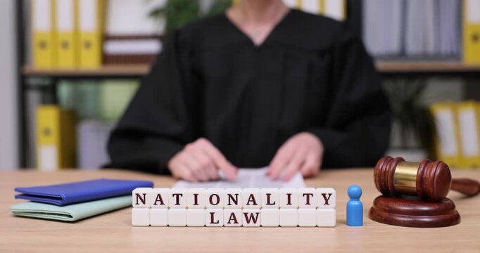 Exploring the world of nationality law through a judge's meticulous work in a lively courtroom setting