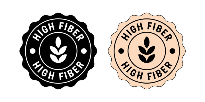 High fiber diet food product emblem promoting healthy nutrition with wheat icon
