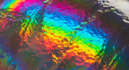 Holographic texture background vibrant rainbow colors abstract light refraction surface macro detail bright shiny