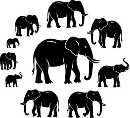 Elephant Silhouettes Collection – From Small to Large