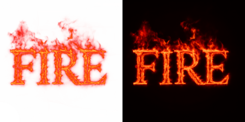 Vibrant flames spelling fire