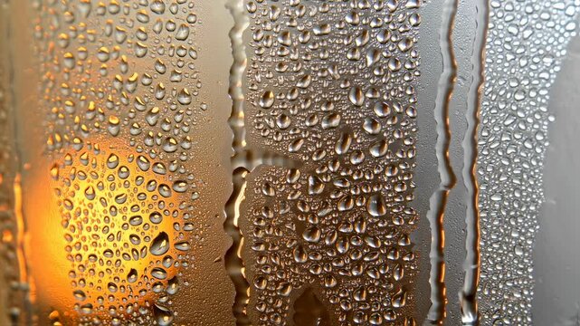 Macro Glass Condensation Droplets Doily Pattern