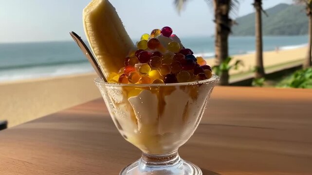 Beachside Split Banana Sundae Closeup