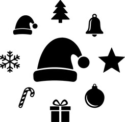 Fototapeta premium Christmas Icons Silhouettes Collection – From Small to Large
