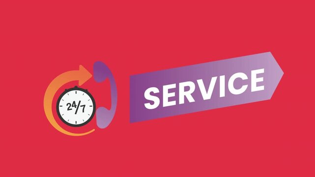 Customer service design 24/7.
Twenty four hour clock icon.Around the clock sign concept

