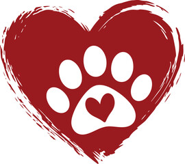 Animal Paw Print Heart Love Icon Collection