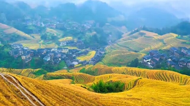 The scenic terraced fields of Guilin, China