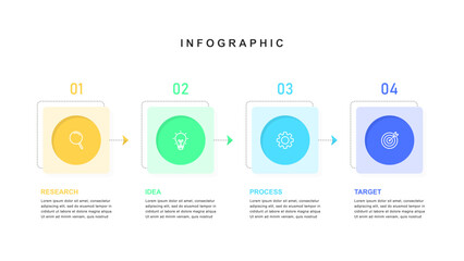 Timeline infographic template, business information with 4 steps. Suitable for process diagrams, presentations, workflow layout, vector, illustration.