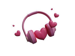 Love 3d icon isolated on transparent background, Valentine's Day festive decorative objects, heart shape focus in love, romance. Romantic date and marriage proposal. 3d rendering illustration