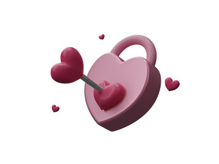 Love 3d icon isolated on transparent background, Valentine's Day festive decorative objects, heart shape focus in love, romance. Romantic date and marriage proposal. 3d rendering illustration