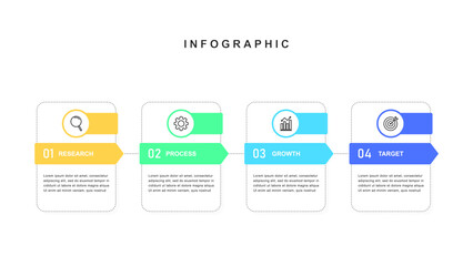 Infographic design template with icons and 4 options of business simple Suitable for process diagrams, presentations, workflow layout, vector, illustration.
