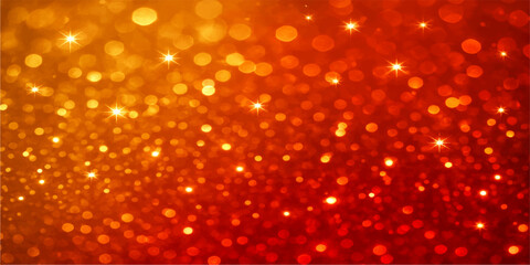 Red Christmas background with glowing red and golden bokeh lights and festive holiday sparkle