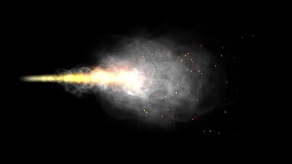 White-yellow explosive fireball animation with smoke and sparks on black background
 - Powered by Adobe