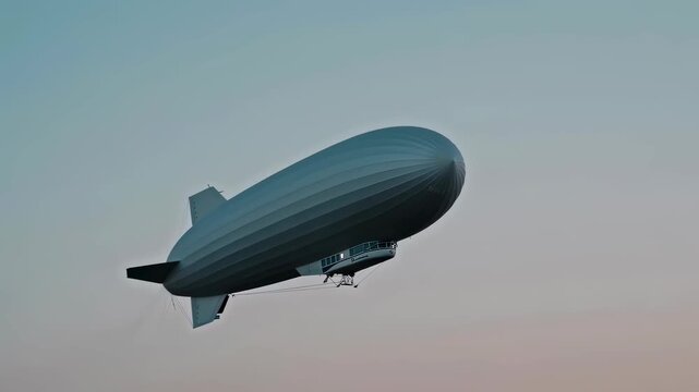 Minimal Matte Gray Blimp Over Sky