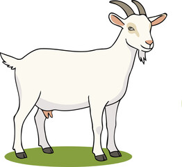 White Saanen Goat Dairy - Animal Character Illustration Isolated on Transparent Background