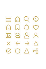 Essential collection of modern outline icons for web and mobile user interface design