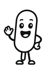 Friendly cartoon character waving hello with a big smile and happy expression