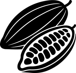 Cacao beans black silhouette vector art