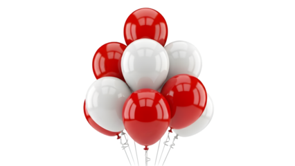 Red heart balloons isolated on transparent background