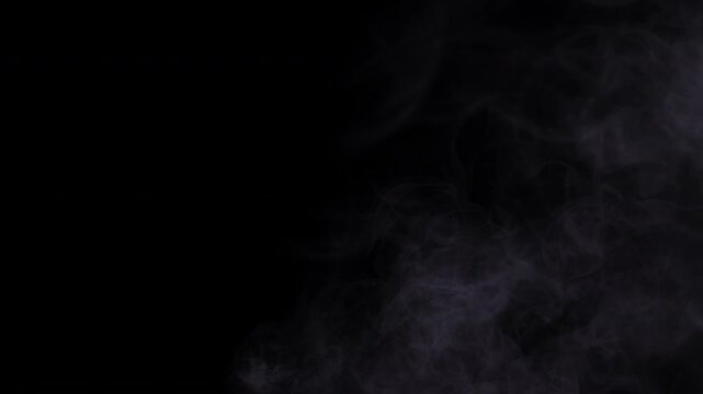 Swirling purple smoke animation on left side of dark background
