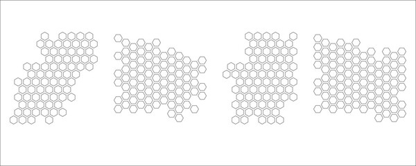 Propolis Honeycomb pattern background. Honey comb hexagonal structure. Honey, pollen, wax, parchment and bee products in sketch style. Stock vector illustration isolated on white background.	