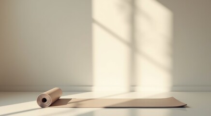 Obraz premium Roll of yoga mat on a floor