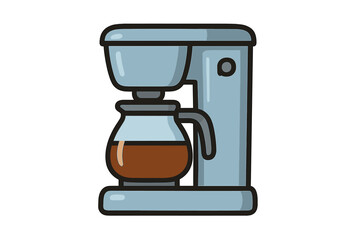 Automatic drip coffee maker machine with carafe full of hot brewed beverage