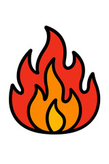 Stylized fire flame icon in bright red orange and yellow colors on white