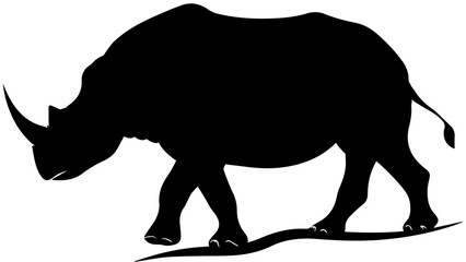 Walking Rhinoceros Silhouette – Black and White Wildlife Art
