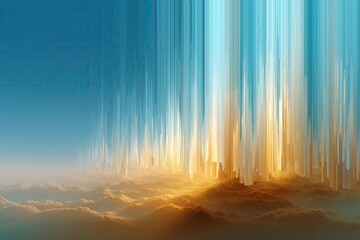 A minimal abstract Yom Kippur concept, vertical light gradient dissolving into silence, white, pale blue and soft gold, spiritual emptiness and reflection