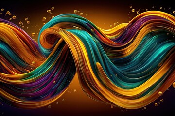 A decorative abstract happy Holi interpretation, flowing ribbon-like color waves, saturated pigments with controlled edges