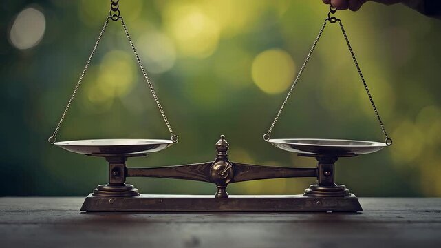 Balanced Justice Scale Resting in Natural Light Outdoors Showing Fairness Equality Decision Making and Legal Judgment Concept