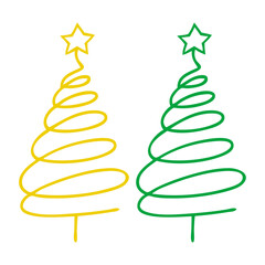 Logo con árbol de navidad con espirales y estrella para tarjetas y felicitaciones de Navidad © teracreonte
