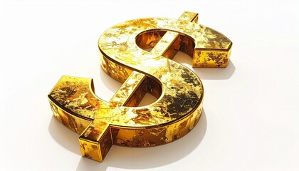 Golden Dollar Sign with Glowing Particles and Energy Burst on White Background Symbolizing Wealth Financial Power Prosperity and Economic Success for Business Branding Investment and Money Concepts