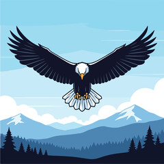 Majestic Eagle Soaring with Open Wings in Flight.