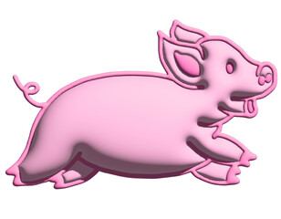 Inflated 3D of pig for model, animal, farm, zoo, souvenir shop, cartoon character, comic, mascot, pet, vet, cute patches, shirt print, plush toy, kid doll, brooch, countryside, standee, sticker