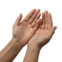 Open Cupped Hands Reaching Upwards with Transparent Background